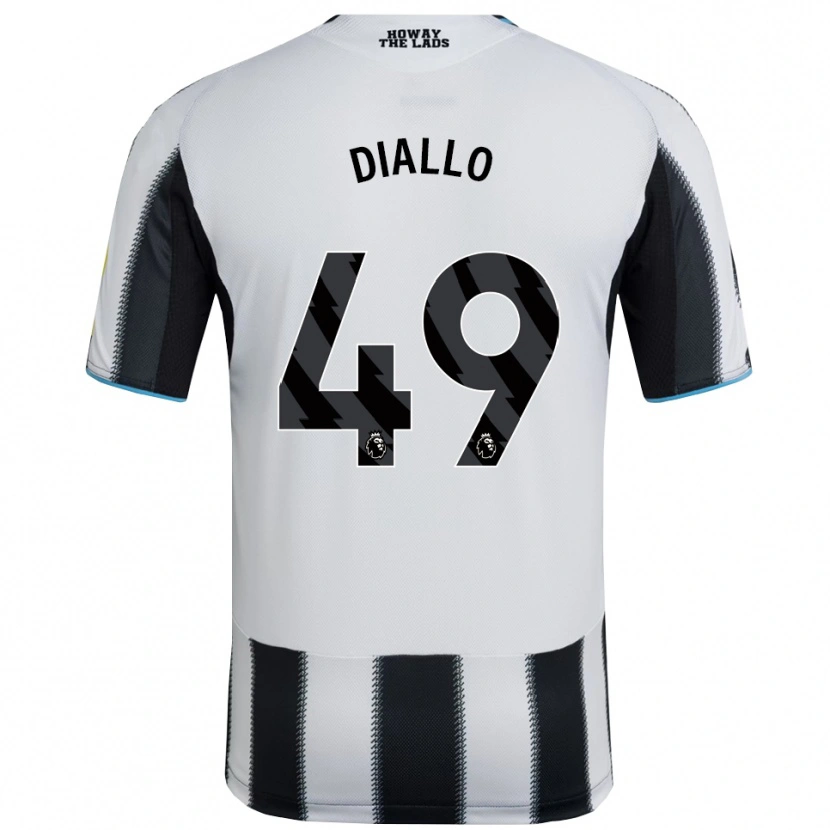 Danxen Barn Amadou Diallo #49 Svart Vit Hemmatröja Matchtröjor 2025/26 Tröjor T-Tröja