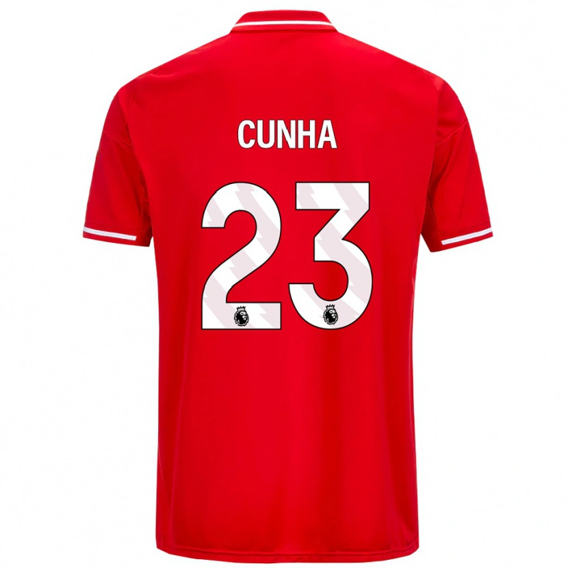 Danxen Barn Jair Cunha #23 Röd Vit Hemmatröja Matchtröjor 2025/26 Tröjor T-Tröja