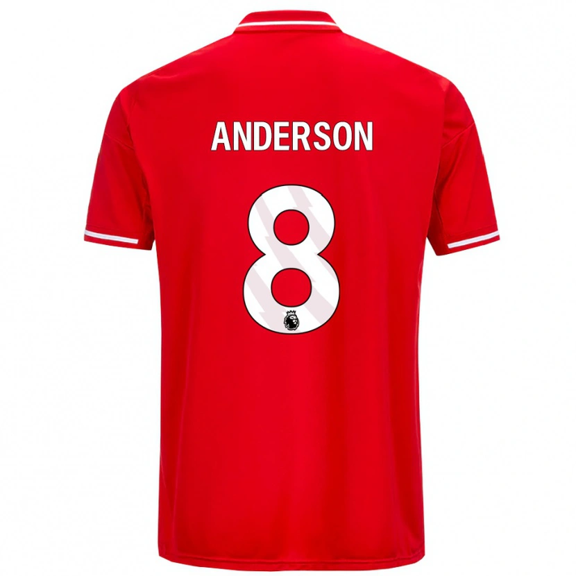 Danxen Barn Elliot Anderson #8 Röd Vit Hemmatröja Matchtröjor 2025/26 Tröjor T-Tröja
