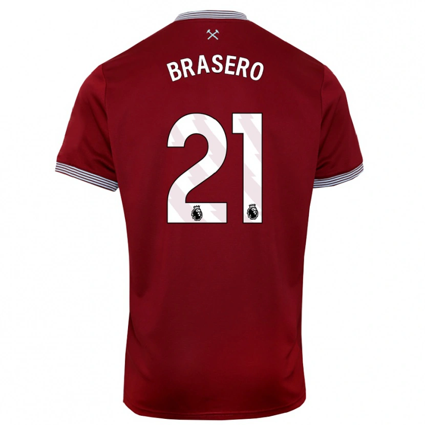 Danxen Barn Sarah Brasero #21 Vinröd Vit Hemmatröja Matchtröjor 2025/26 Tröjor T-Tröja