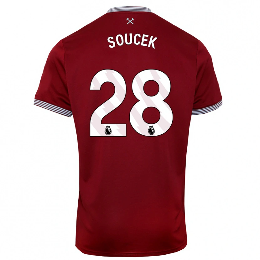 Danxen Barn Tomas Soucek #28 Vinröd Vit Hemmatröja Matchtröjor 2025/26 Tröjor T-Tröja