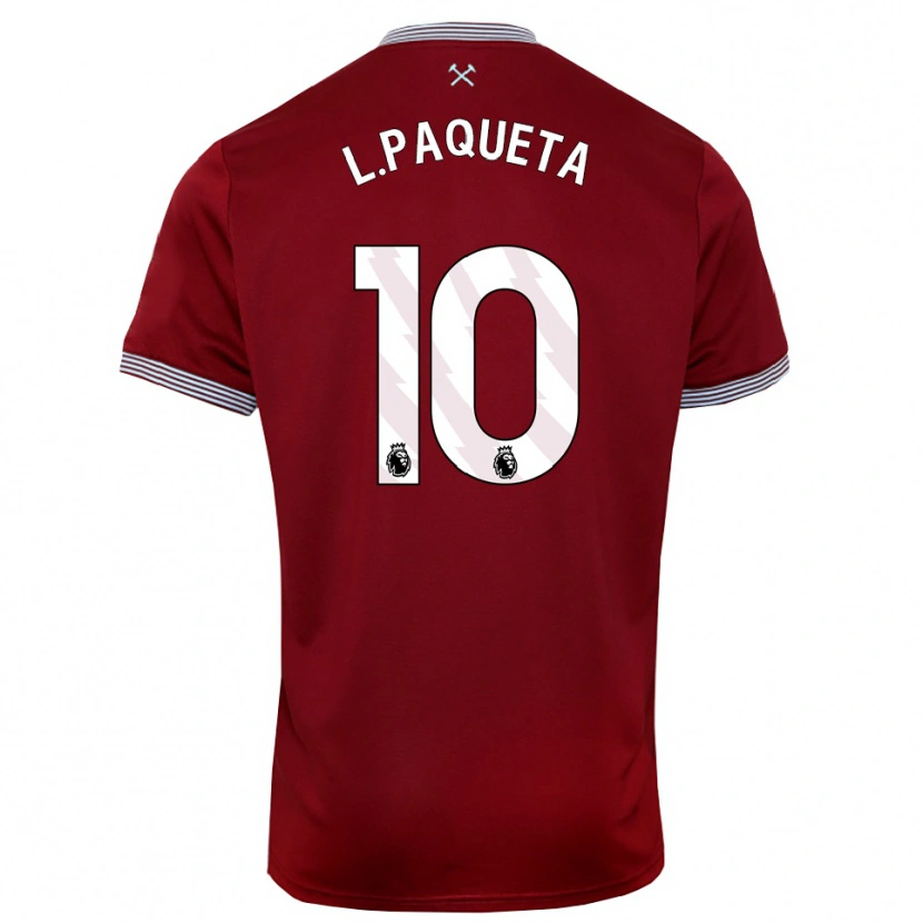 Danxen Barn Lucas Paquetá #10 Vinröd Vit Hemmatröja Matchtröjor 2025/26 Tröjor T-Tröja