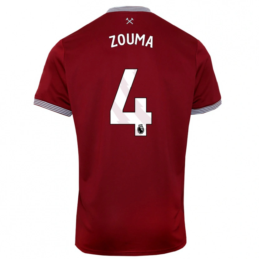 Danxen Barn Kurt Zouma #4 Vinröd Vit Hemmatröja Matchtröjor 2025/26 Tröjor T-Tröja