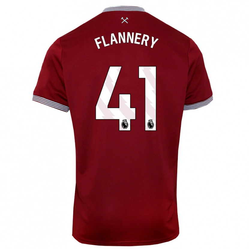 Danxen Barn Keira Flannery #41 Vinröd Vit Hemmatröja Matchtröjor 2025/26 Tröjor T-Tröja