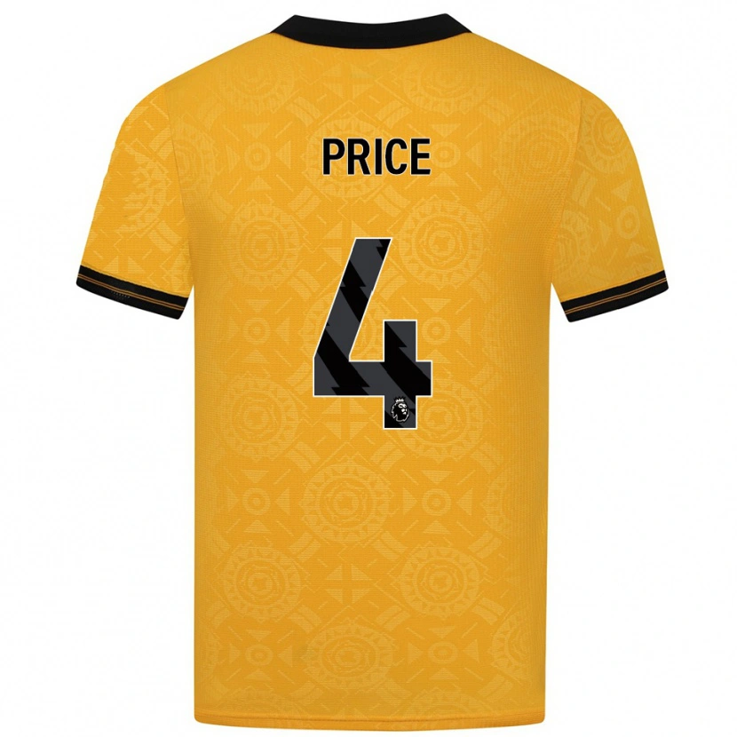 Danxen Barn Anna Price #4 Gul Svart Hemmatröja Matchtröjor 2025/26 Tröjor T-Tröja