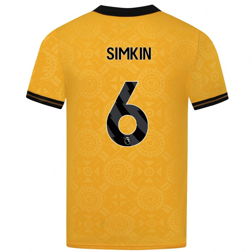 Danxen Barn Lily Simkin #6 Gul Svart Hemmatröja Matchtröjor 2025/26 Tröjor T-Tröja