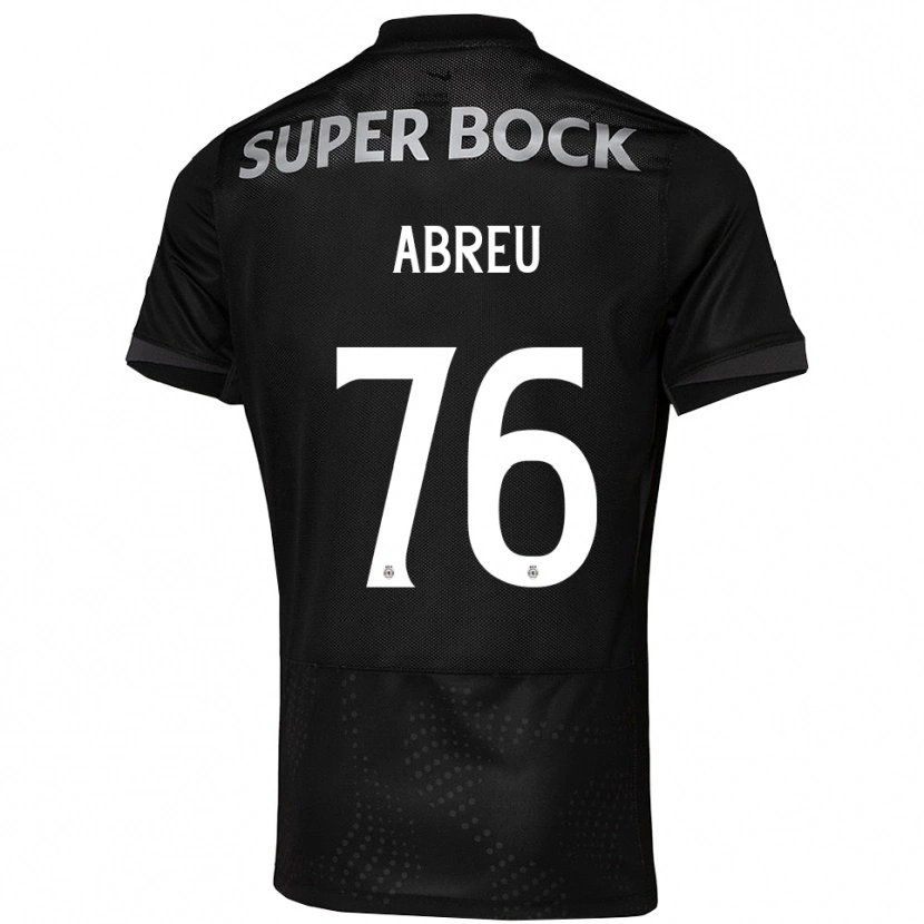 Danxen Barn Diogo Abreu #76 Svart Vit Bortatröja Matchtröjor 2025/26 Tröjor T-Tröja