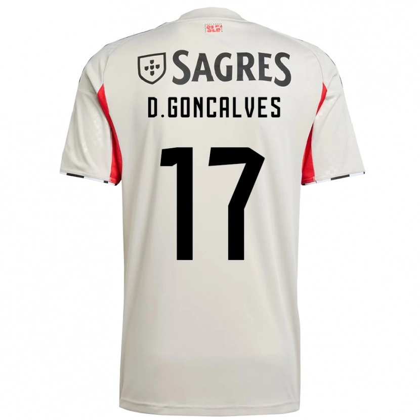 Danxen Barn Diogo Goncalves #17 Benvit Röd Bortatröja Matchtröjor 2025/26 Tröjor T-Tröja
