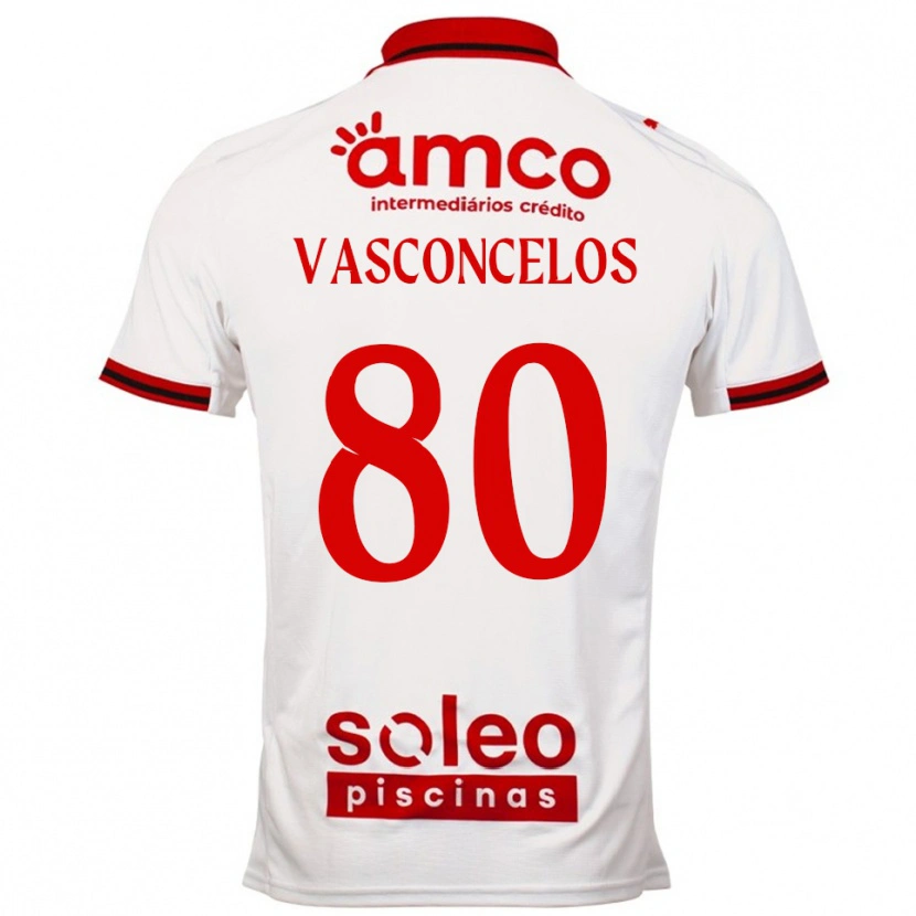 Danxen Barn Vasconcelos #80 Vit Röd Bortatröja Matchtröjor 2025/26 Tröjor T-Tröja