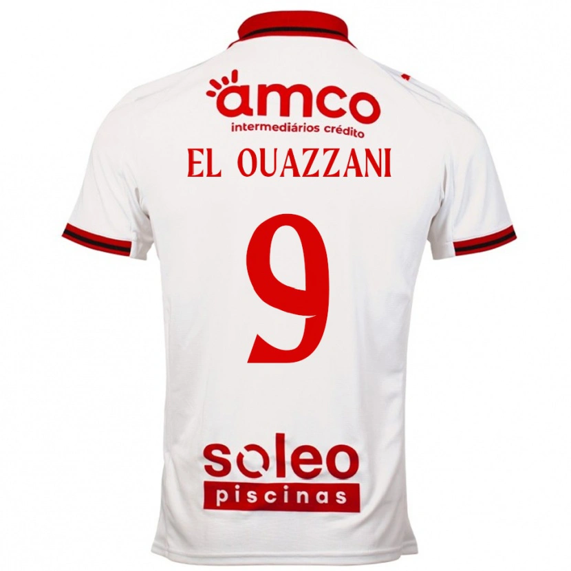 Danxen Barn Amine El Ouazzani #9 Vit Röd Bortatröja Matchtröjor 2025/26 Tröjor T-Tröja