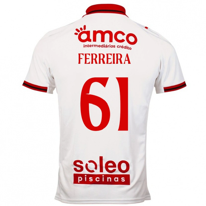 Danxen Barn Tiago Ferreira #61 Vit Röd Bortatröja Matchtröjor 2025/26 Tröjor T-Tröja