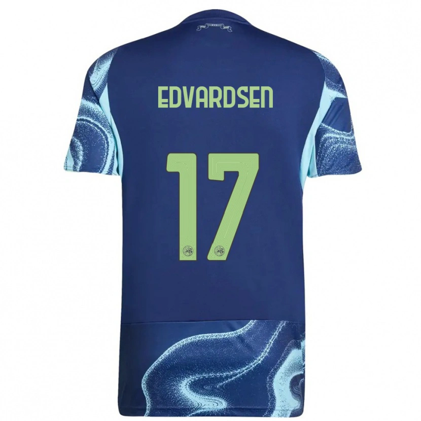 Danxen Barn Oliver Edvardsen #17 Marinblå Himmelsblå Bortatröja Matchtröjor 2025/26 Tröjor T-Tröja
