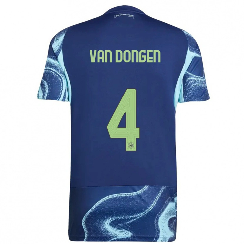 Danxen Barn Bram Van Dongen #4 Marinblå Himmelsblå Bortatröja Matchtröjor 2025/26 Tröjor T-Tröja