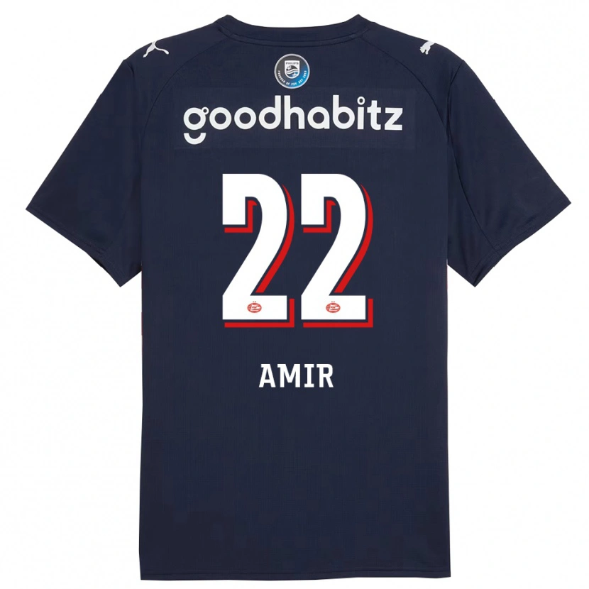 Danxen Barn Amir Al-Anany #22 Marinblå Vit Bortatröja Matchtröjor 2025/26 Tröjor T-Tröja