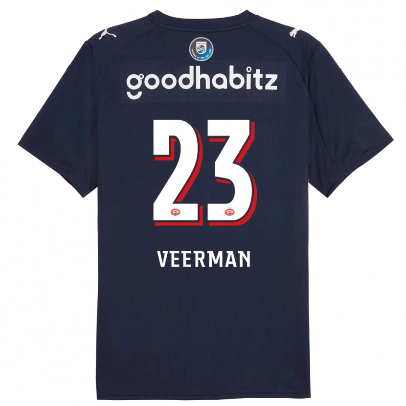 Danxen Barn Joey Veerman #23 Marinblå Vit Bortatröja Matchtröjor 2025/26 Tröjor T-Tröja