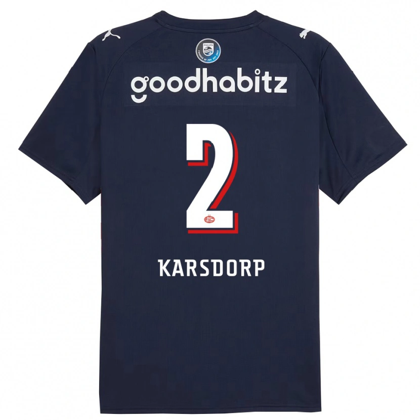 Danxen Barn Rick Karsdorp #2 Marinblå Vit Bortatröja Matchtröjor 2025/26 Tröjor T-Tröja