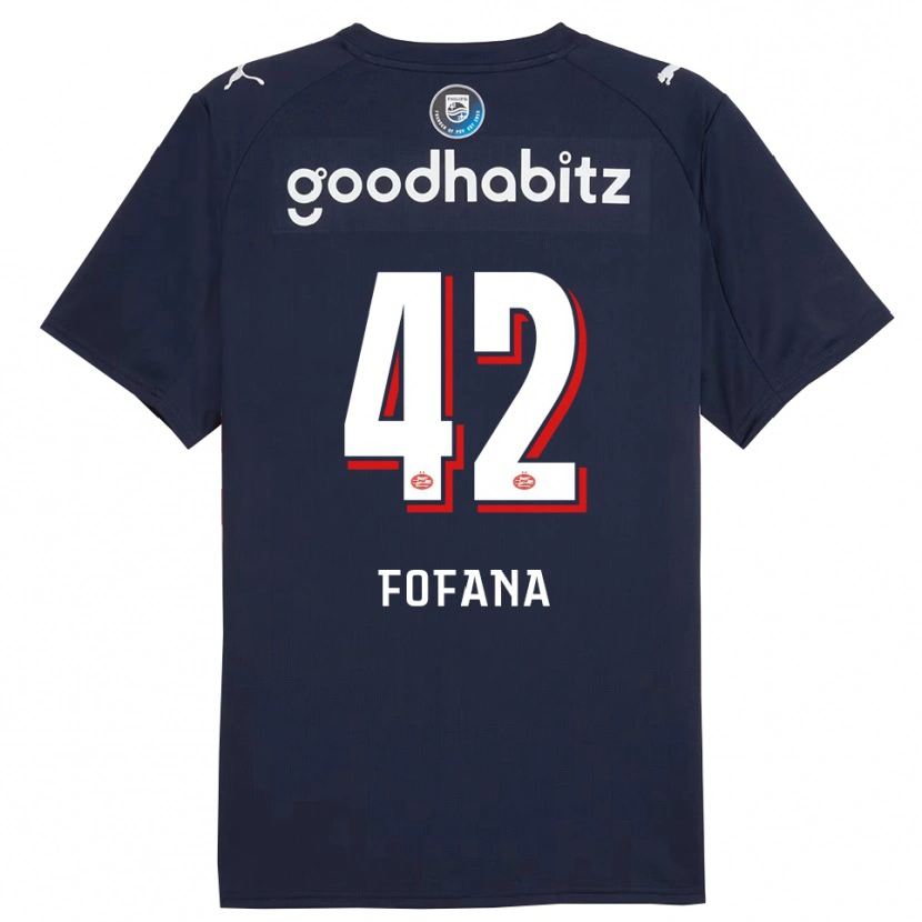 Danxen Barn Fode Fofana #42 Marinblå Vit Bortatröja Matchtröjor 2025/26 Tröjor T-Tröja