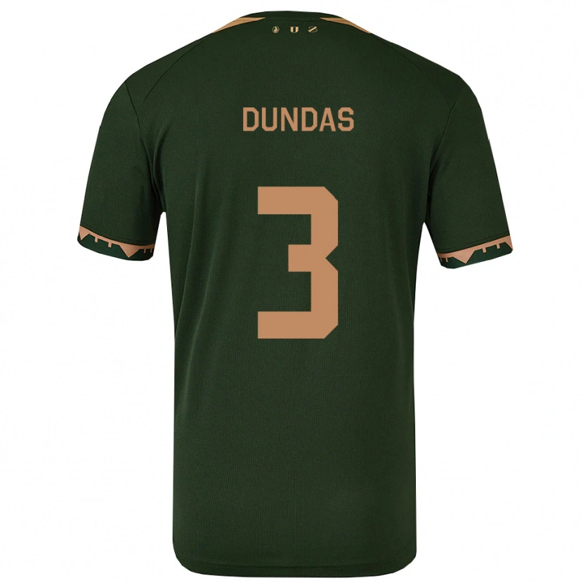 Danxen Barn Noa Dundas #3 Grön Guld Bortatröja Matchtröjor 2025/26 Tröjor T-Tröja