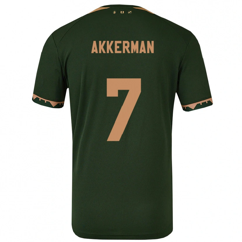 Danxen Barn Mees Akkerman #7 Grön Guld Bortatröja Matchtröjor 2025/26 Tröjor T-Tröja