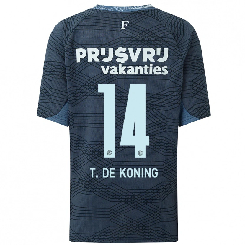 Danxen Barn Tim De Koning #14 Svart Grå Bortatröja Matchtröjor 2025/26 Tröjor T-Tröja