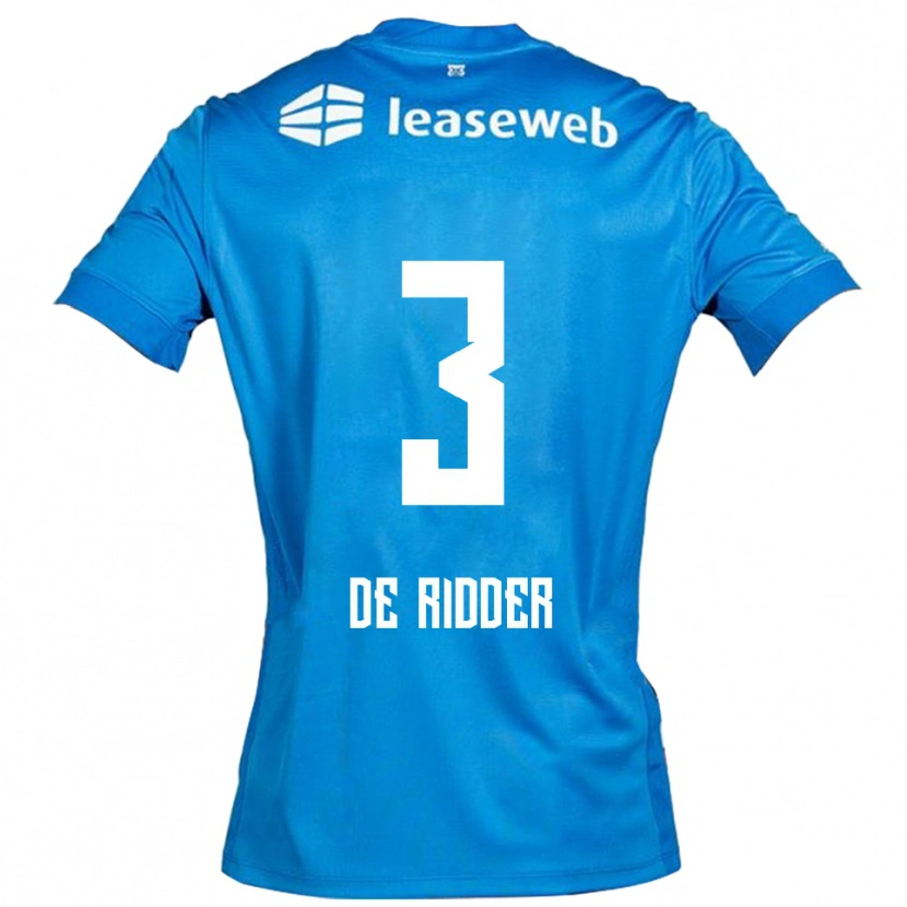 Danxen Barn Djoeke De Ridder #3 Blå Vit Bortatröja Matchtröjor 2025/26 Tröjor T-Tröja