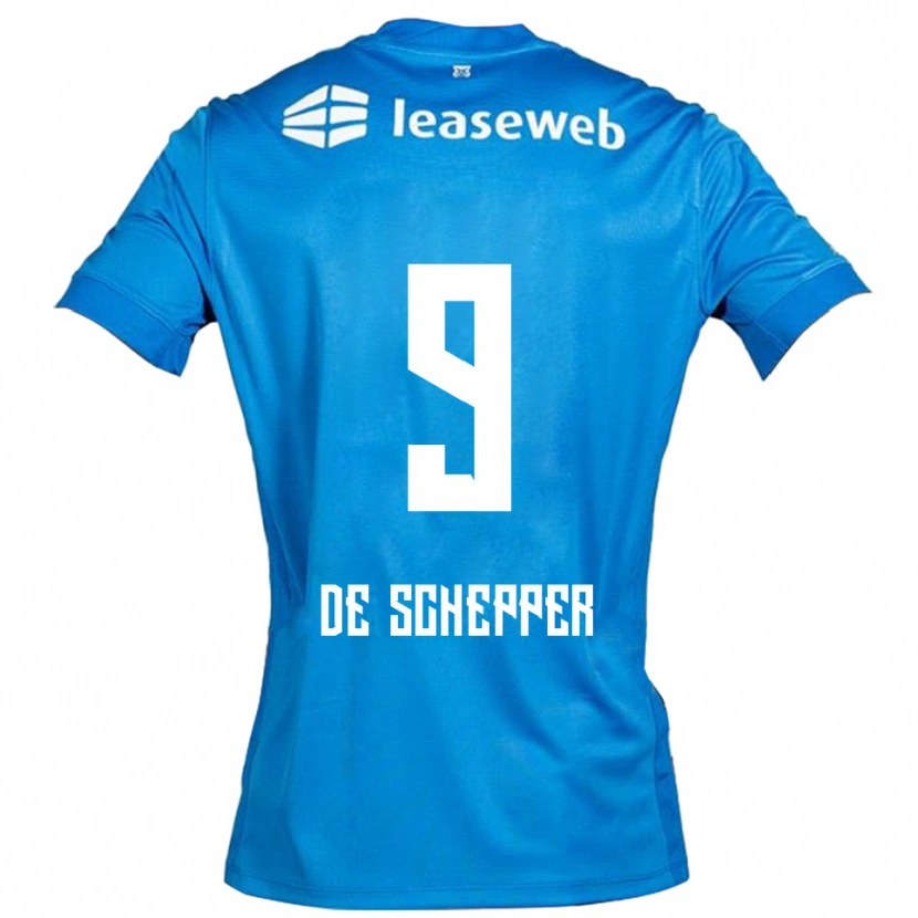 Danxen Barn Dean Ijssel De Schepper #9 Blå Vit Bortatröja Matchtröjor 2025/26 Tröjor T-Tröja