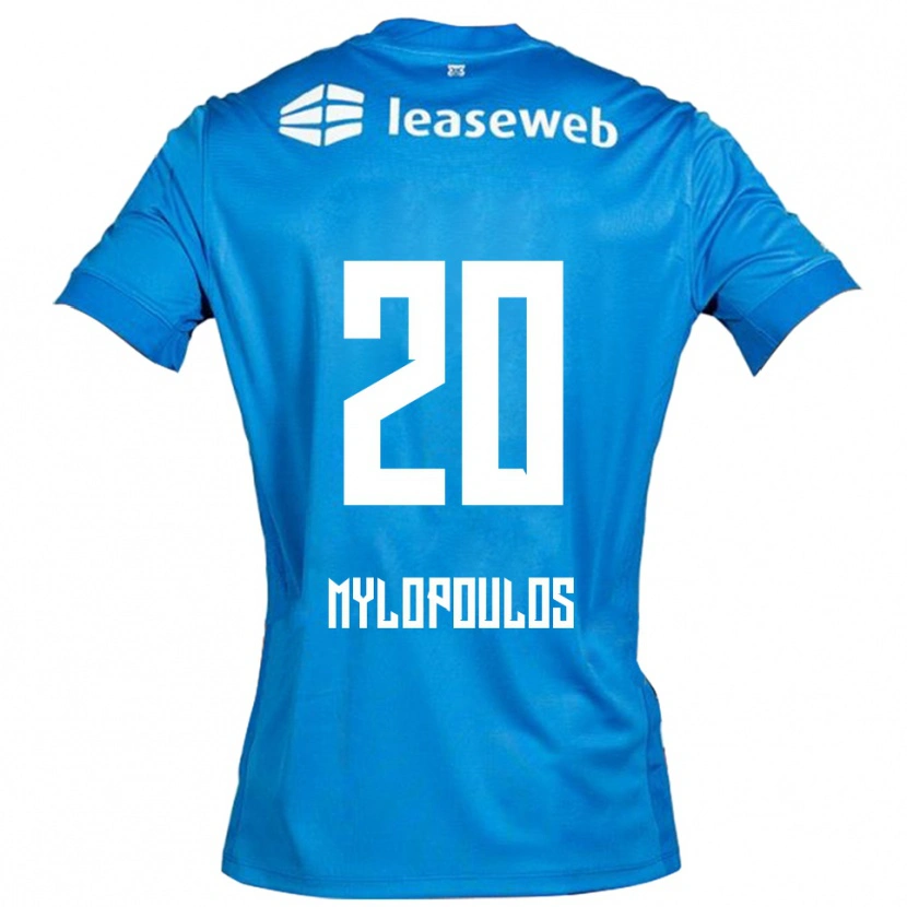 Danxen Barn Marios Mylopoulos #20 Blå Vit Bortatröja Matchtröjor 2025/26 Tröjor T-Tröja