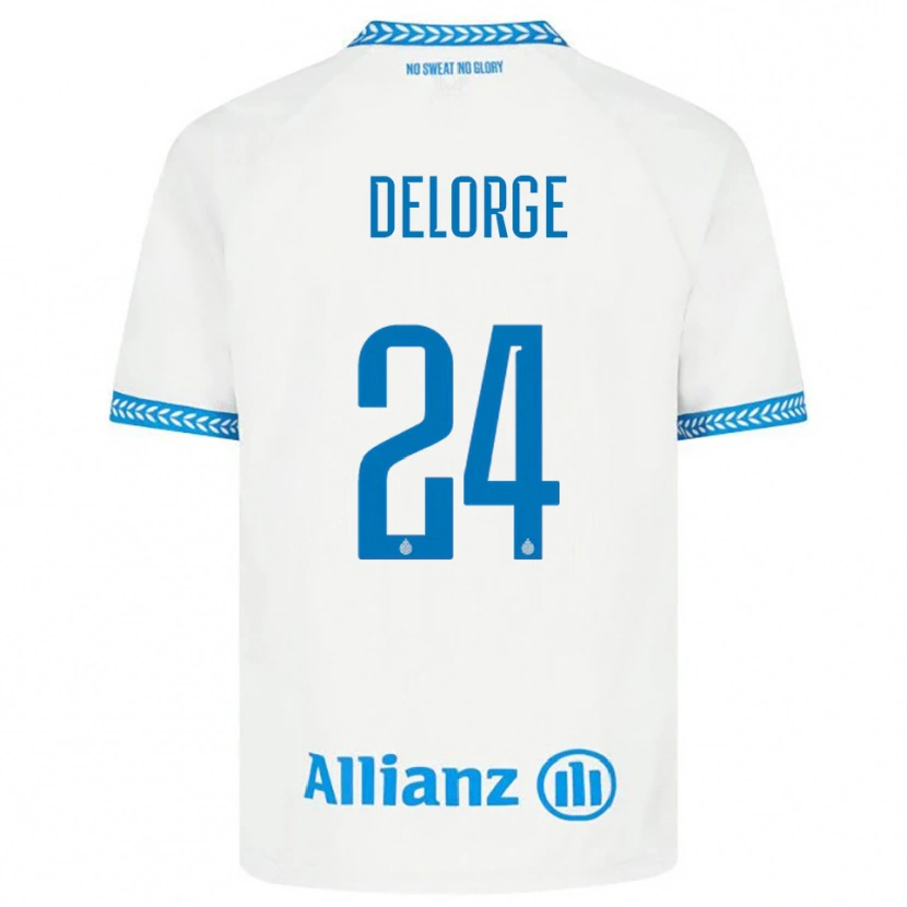 Danxen Barn Lucas Delorge #24 Blå Vit Bortatröja Matchtröjor 2025/26 Tröjor T-Tröja