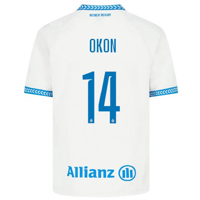 Danxen Barn Gianluca Okon #14 Blå Vit Bortatröja Matchtröjor 2025/26 Tröjor T-Tröja