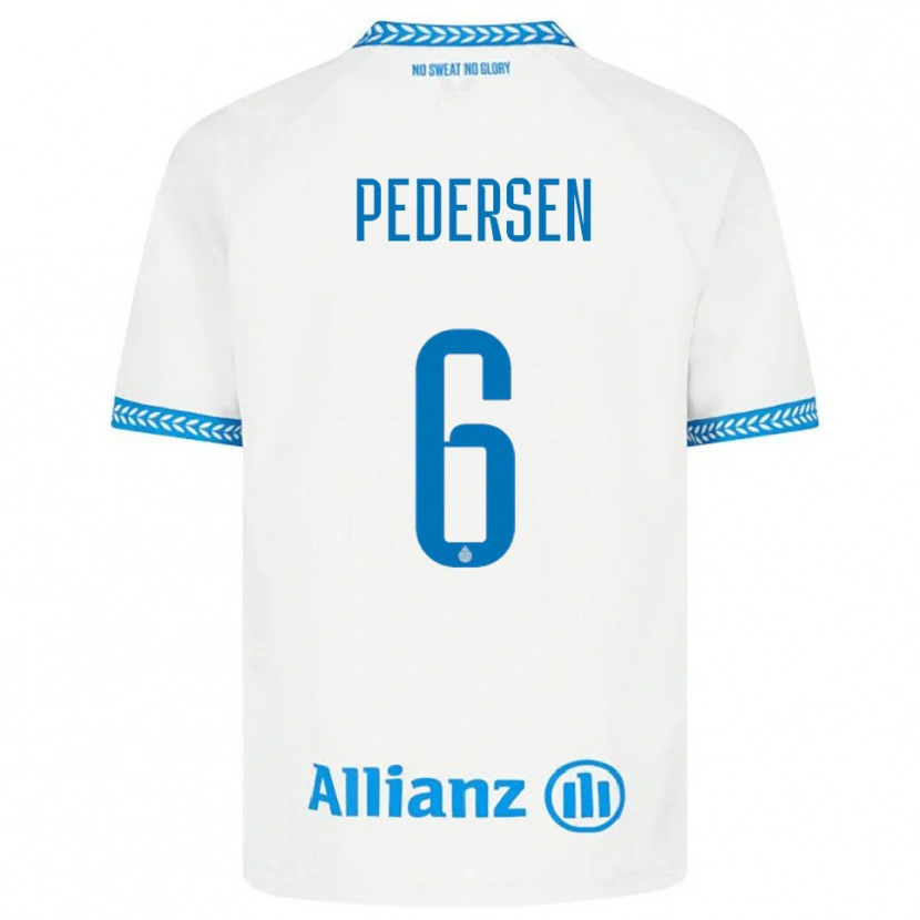 Danxen Barn Lara Pedersen #6 Blå Vit Bortatröja Matchtröjor 2025/26 Tröjor T-Tröja