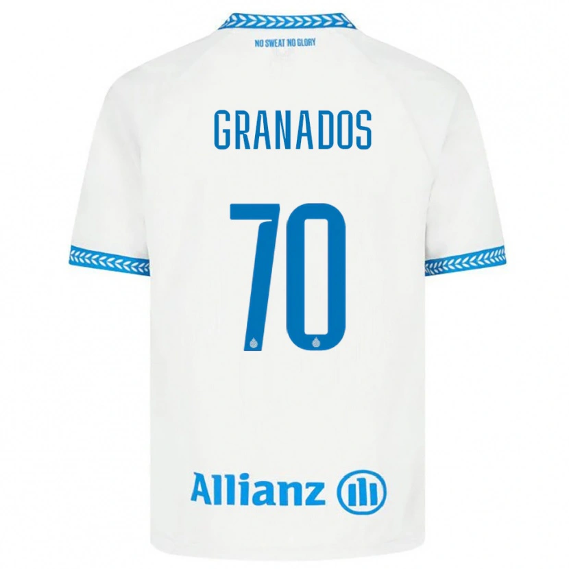 Danxen Barn Alejandro Granados #70 Blå Vit Bortatröja Matchtröjor 2025/26 Tröjor T-Tröja