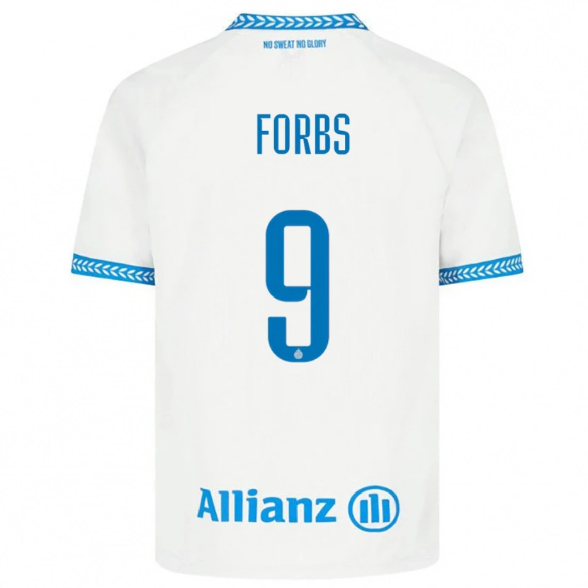 Danxen Barn Carlos Forbs #9 Blå Vit Bortatröja Matchtröjor 2025/26 Tröjor T-Tröja