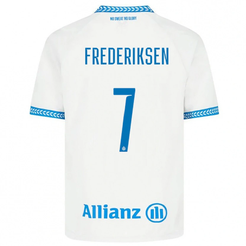 Danxen Barn Rebekka Frederiksen #7 Blå Vit Bortatröja Matchtröjor 2025/26 Tröjor T-Tröja