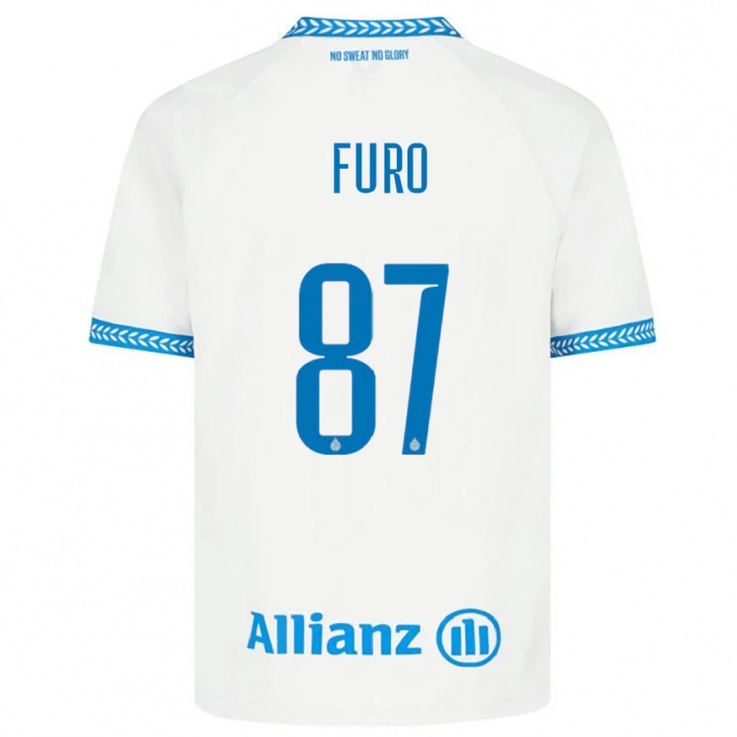 Danxen Barn Kaye Furo #87 Blå Vit Bortatröja Matchtröjor 2025/26 Tröjor T-Tröja