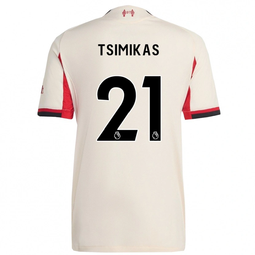 Danxen Barn Konstantinos Tsimikas #21 Vit Svart Bortatröja Matchtröjor 2025/26 Tröjor T-Tröja