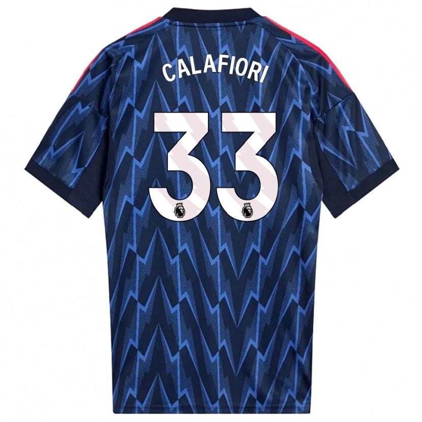 Danxen Barn Riccardo Calafiori #33 Marinblå Röd Bortatröja Matchtröjor 2025/26 Tröjor T-Tröja