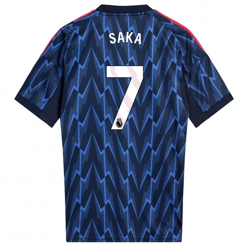 Danxen Barn Bukayo Saka #7 Marinblå Röd Bortatröja Matchtröjor 2025/26 Tröjor T-Tröja