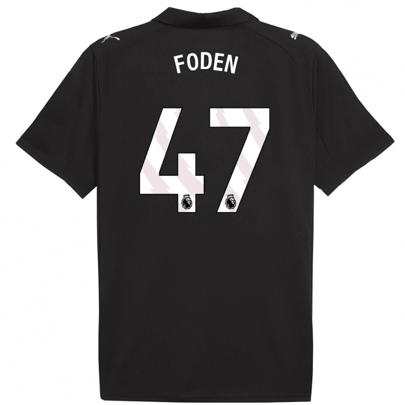 Danxen Barn Phil Foden #47 Svart Vit Bortatröja Matchtröjor 2025/26 Tröjor T-Tröja
