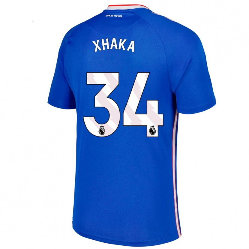 Danxen Barn Granit Xhaka #34 Blå Vit Bortatröja Matchtröjor 2025/26 Tröjor T-Tröja