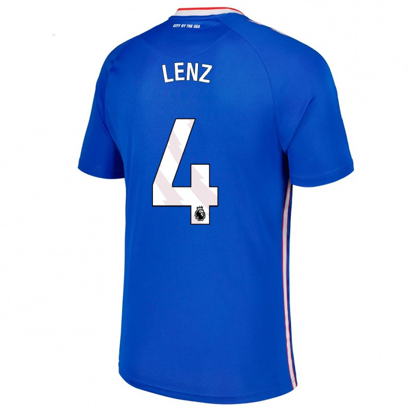 Danxen Barn Elias Lenz #4 Blå Vit Bortatröja Matchtröjor 2025/26 Tröjor T-Tröja