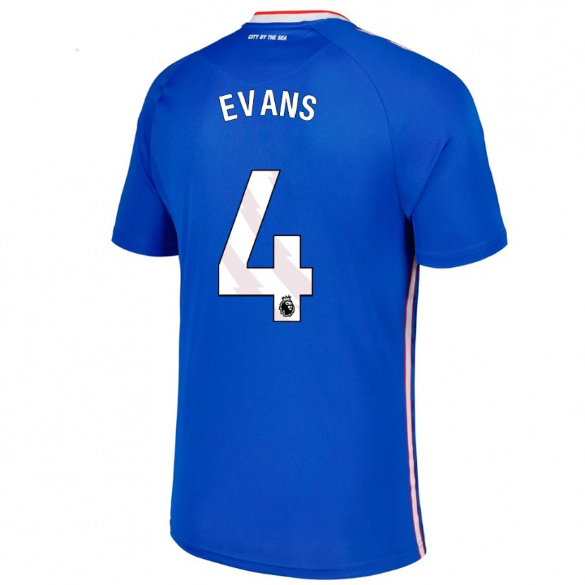 Danxen Barn Corry Evans #4 Blå Vit Bortatröja Matchtröjor 2025/26 Tröjor T-Tröja