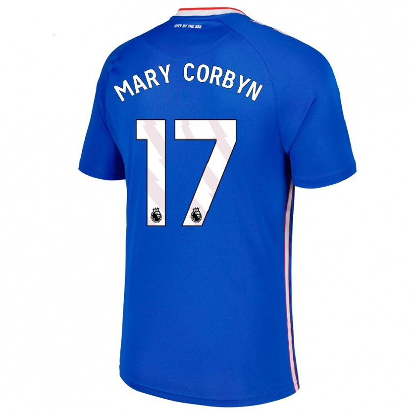 Danxen Barn Mary Corbyn #17 Blå Vit Bortatröja Matchtröjor 2025/26 Tröjor T-Tröja