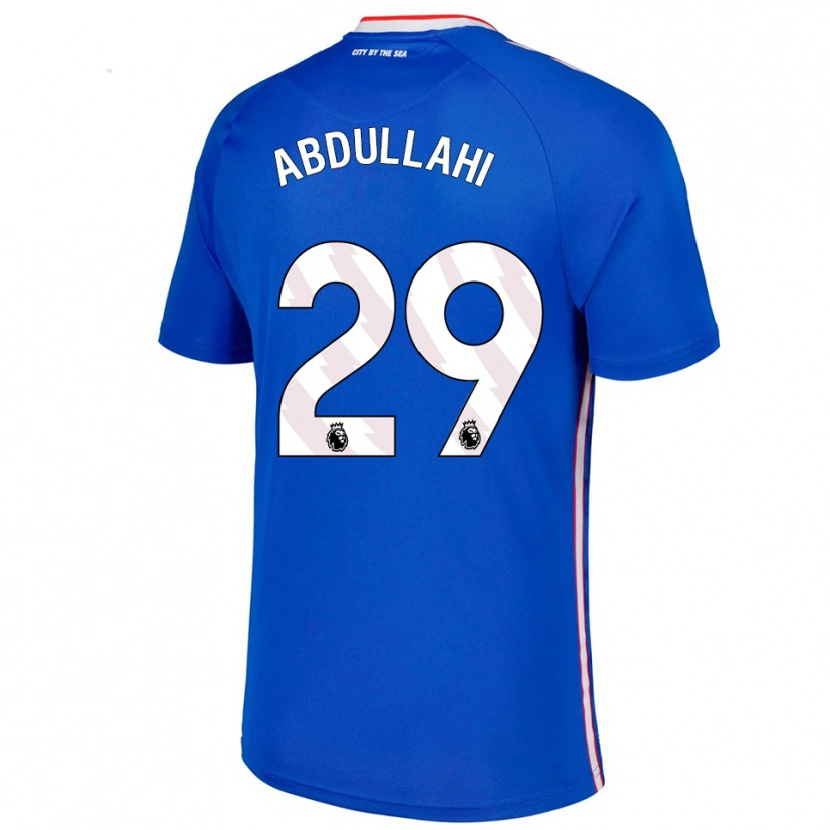 Danxen Barn Ahmed Abdullahi #29 Blå Vit Bortatröja Matchtröjor 2025/26 Tröjor T-Tröja