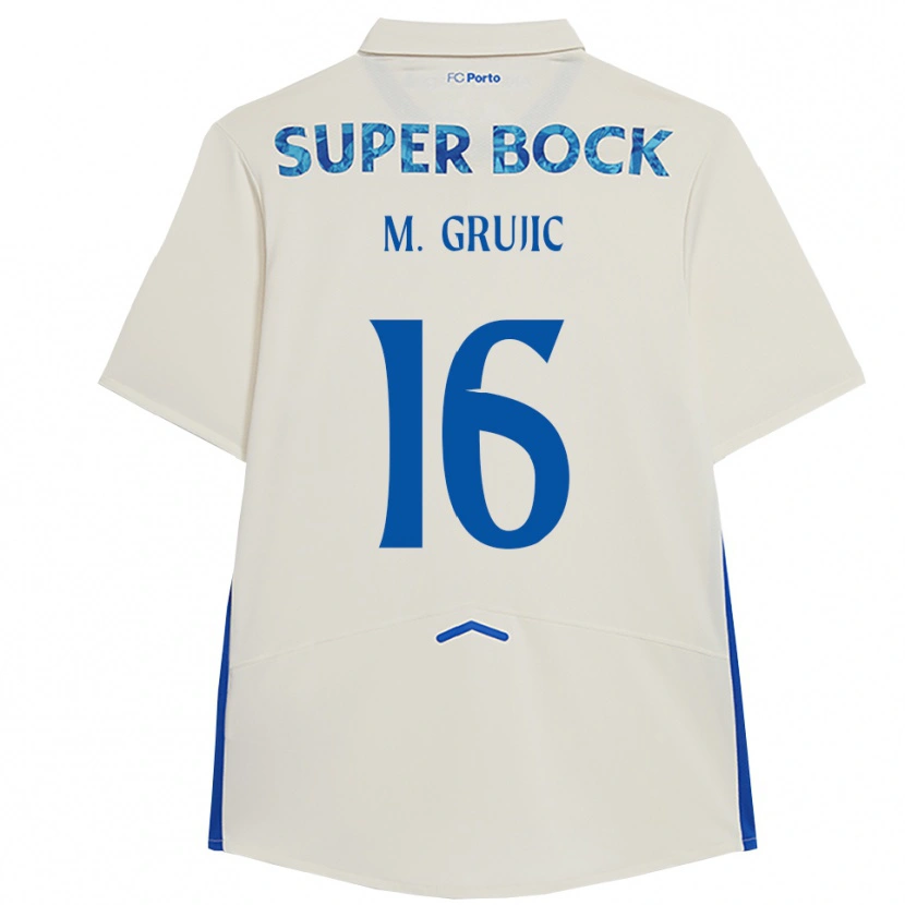 Danxen Barn Marko Grujić #16 Vit Blå Tredjesatsen Matchtröjor 2025/26 Tröjor T-Tröja