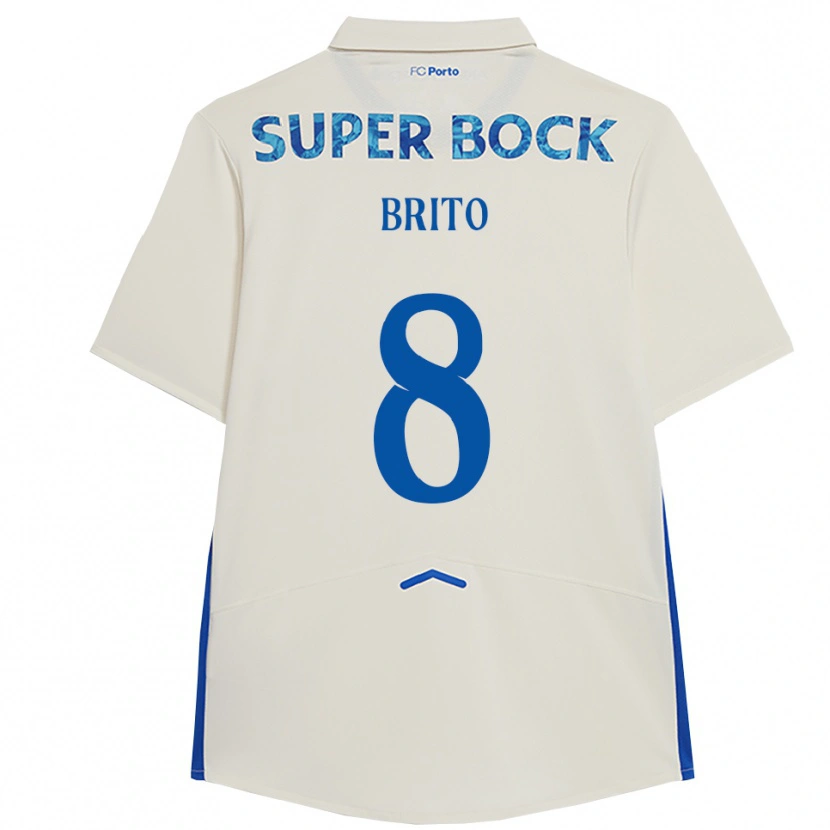 Danxen Barn João Brito #8 Vit Blå Tredjesatsen Matchtröjor 2025/26 Tröjor T-Tröja