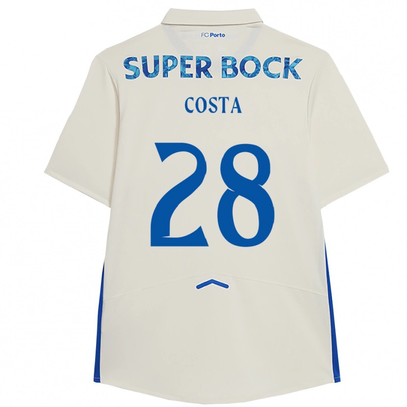 Danxen Barn Bruno Costa #28 Vit Blå Tredjesatsen Matchtröjor 2025/26 Tröjor T-Tröja