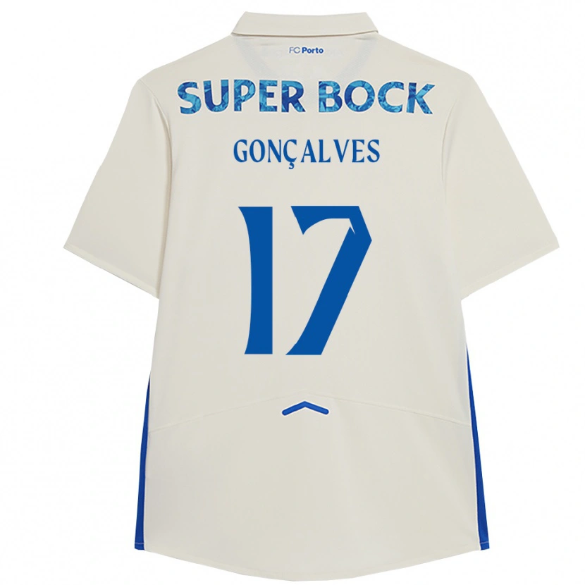 Danxen Barn Rodrigo Gonçalves #17 Vit Blå Tredjesatsen Matchtröjor 2025/26 Tröjor T-Tröja