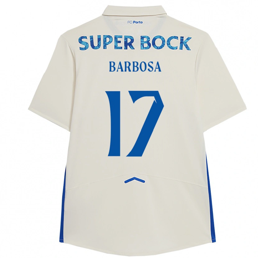 Danxen Barn Rúben Barbosa #17 Vit Blå Tredjesatsen Matchtröjor 2025/26 Tröjor T-Tröja