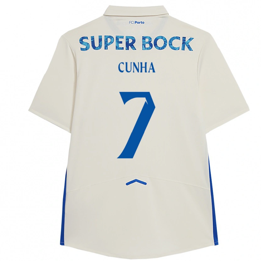 Danxen Barn Duarte Cunha #7 Vit Blå Tredjesatsen Matchtröjor 2025/26 Tröjor T-Tröja