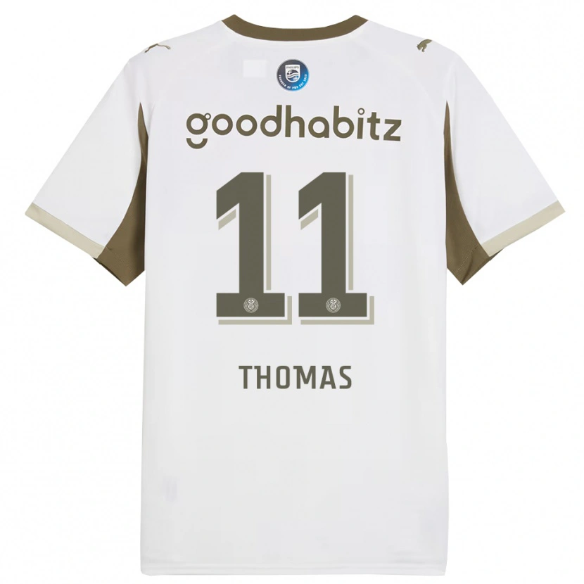 Danxen Barn Ayodele Thomas #11 Vit Grå Tredjesatsen Matchtröjor 2025/26 Tröjor T-Tröja